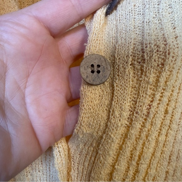 Free People Beach Riding Waves Knit Sweater Dress Midi Button Down Pale Yellow - Picture 4 of 8